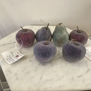 Vintage 24Pc Beaded Sugared Frosted Fruit Ornaments Lot Holiday Decor Christmas